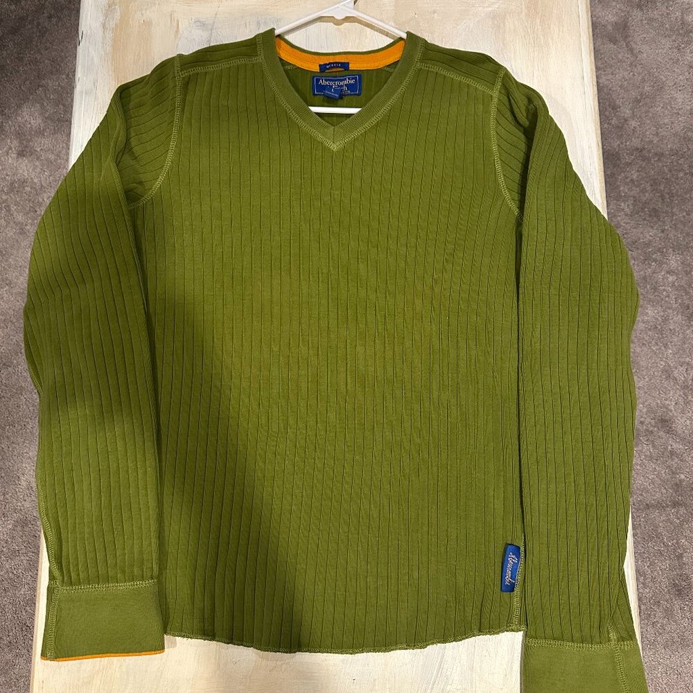 Abercrombie & Fitch V-Neck Sweater Green Vintage - Large (L)